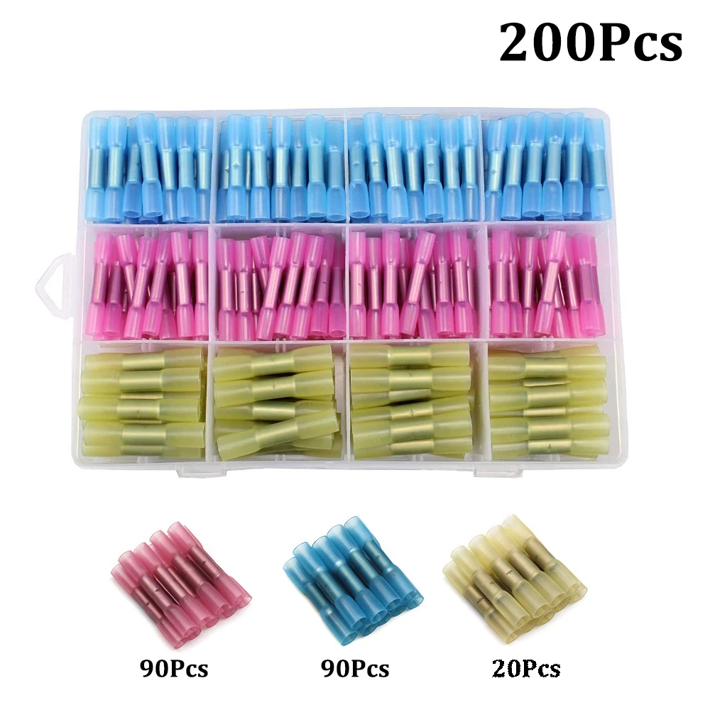 220/200/120/100 шт Водонепроницаемый терм усадочная стыковые соединители Электрический провод Кабельный соединитель обжимные клеммы соединители AWG 22 до 10 комплект - Цвет: 200pcs