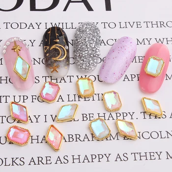 

100pcs/bag Nail Crystal Rhinestones Flat AB Color 3D Charming Rhinestone 6x12/10x7.5mm Luminous Nails Glitter Stone Decoration