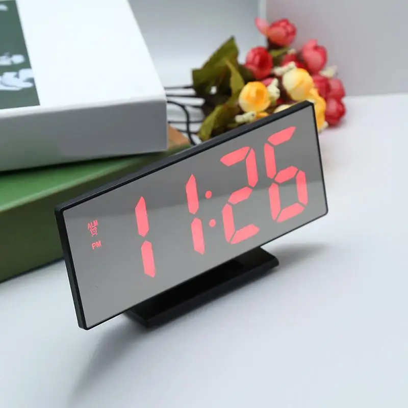 USB кабель цифровой будильник с зеркалом и светодиодный светильник Многофункциональный отложной и дисплей времени стол хороший будильник