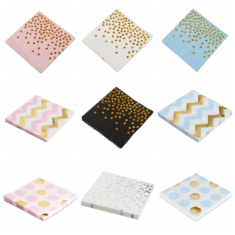 20 шт./лот вечерние бумажные салфетки с розовым золотом в горошек 100% натуральная