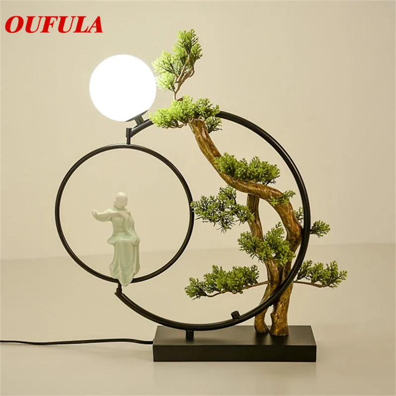 

OUTELA Table Lamp Desk Resin Modern Contemporary Office Creative Decoration Bed LED Lamp for Foyer Living Room Bed Room