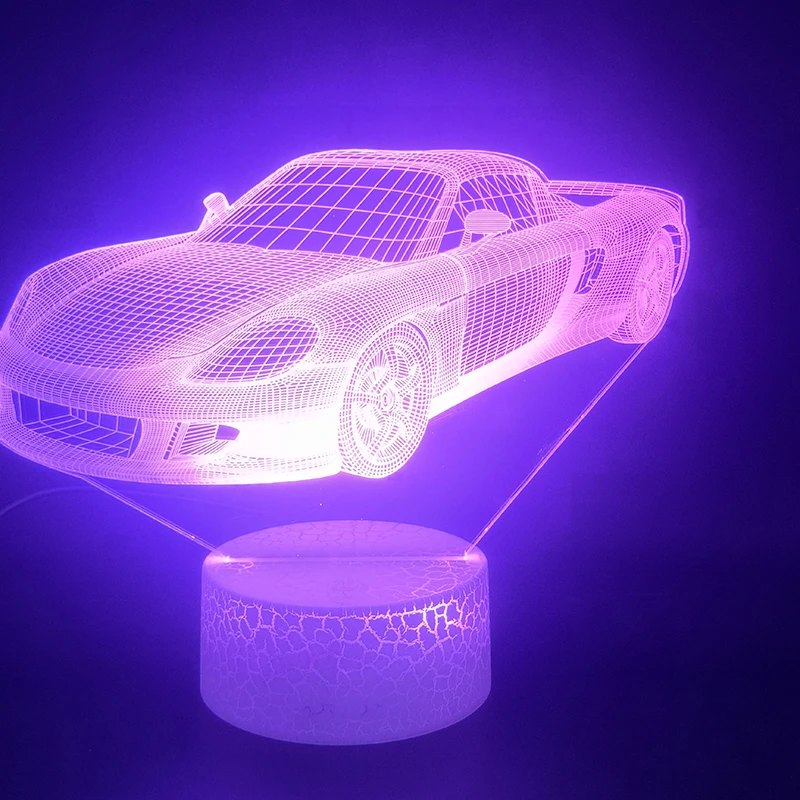 Супер автомобиль лучший подарок для мальчиков 3D лампа для помещений декоративная красочная с дистанционным сенсором Usb Led Ночник светильник