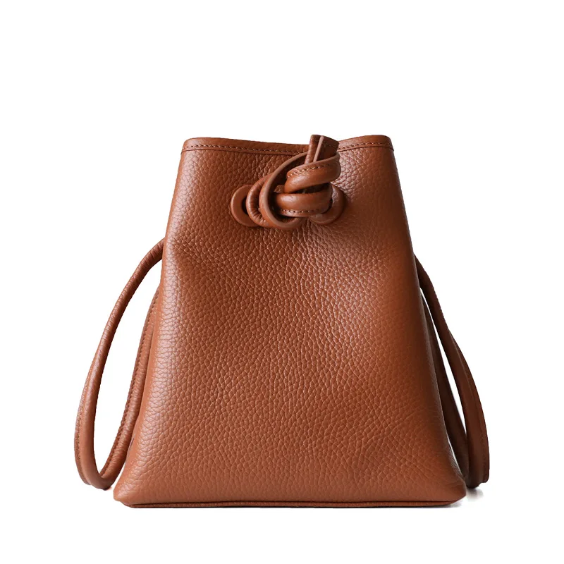 Сумки через плечо из натуральной кожи для женщин Модный шнурок дизайн дамские сумки высокого качества кожанные женские сумки на плечо - Цвет: Brown