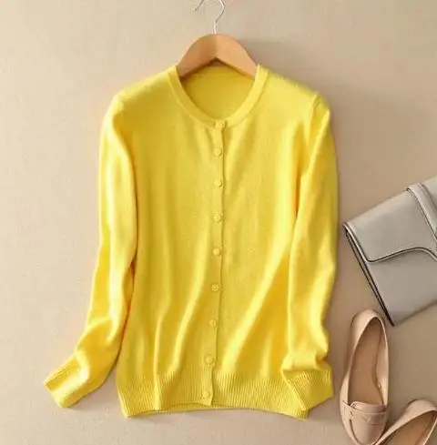 yellow Женский кашемировый вязаный кардиган осень зима женский джемпер Pull Femme зимний свитер повседневные топы уличного стиля кардиганы - Цвет: yellow