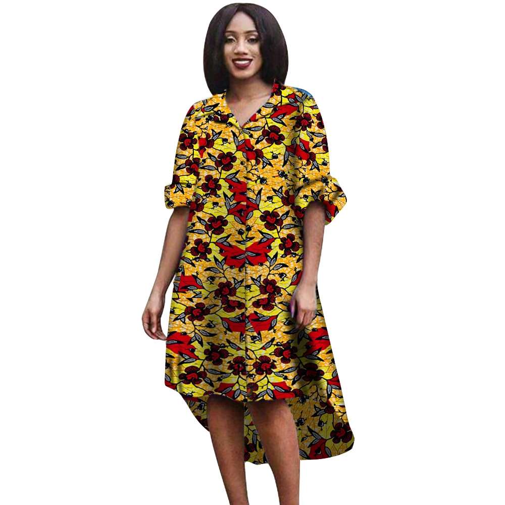 Африканская одежда для женщин хлопковая рубашка с принтом Высококачественная Анкара с длинным рукавом модная женская африканская традиционная одежда - Цвет: color  1