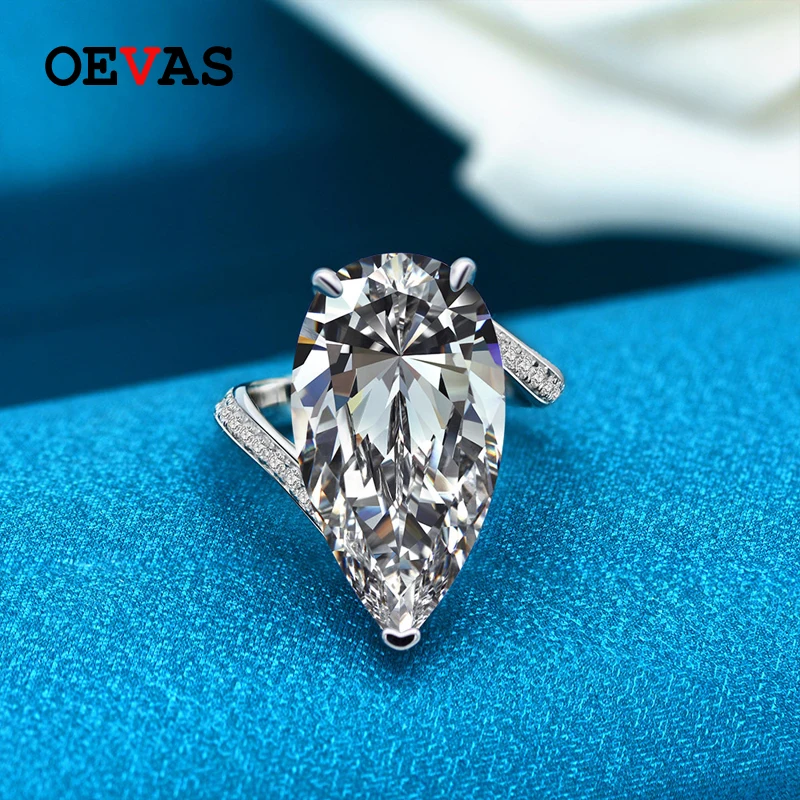 

OEVAS Sparkling 22 Carats Warter Drop High Carbon Diamond Finger Rings For Women Solid 925 Sterling Silver Party Fine Jewelry