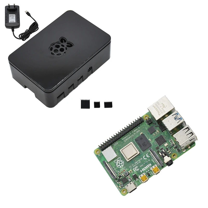 Для Raspberry Pi 4B ABS черный чехол 2G ram DIY Kit с радиатором 5V 3A адаптер питания для Raspberry PI 4 Модель B