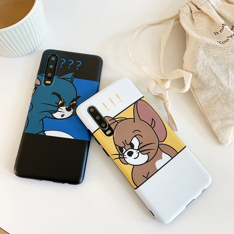 Милые чехлы с изображением кота и мыши для huawei P20 P30 mate 20 Pro, мягкий силиконовый чехол из ТПУ для Honor 9 10 20Pro Nova 3 3i 4 5Pro
