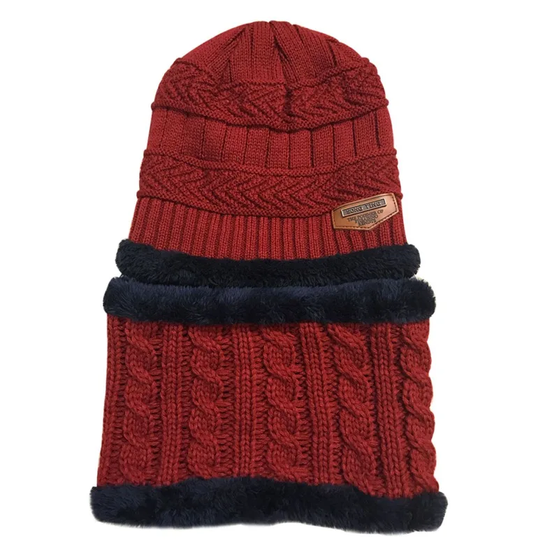 Baby Hat For Girls Boys Winter Warm Child Accessories Set Knitting Plus Velvet Beanie Caps+Scarfs Baby Cap Suit