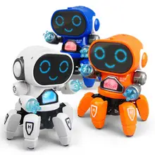 Интеллигентая(ый) роботы для детей танцевальная музыка Симпатичные 6-когти Красочный Светодиодный светильник музыка Танцы мини электрический робот игрушка для детей, хороший подарок