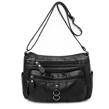 

Women's Casual Shoulder Bags Multi Pocket Crossbody Bag for Women Ultra Soft Washed Vegan Leather Shoulder Purse