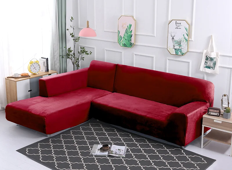 Velvet Plush L Shaped Sofa Cover 61 Chair And Sofa Covers