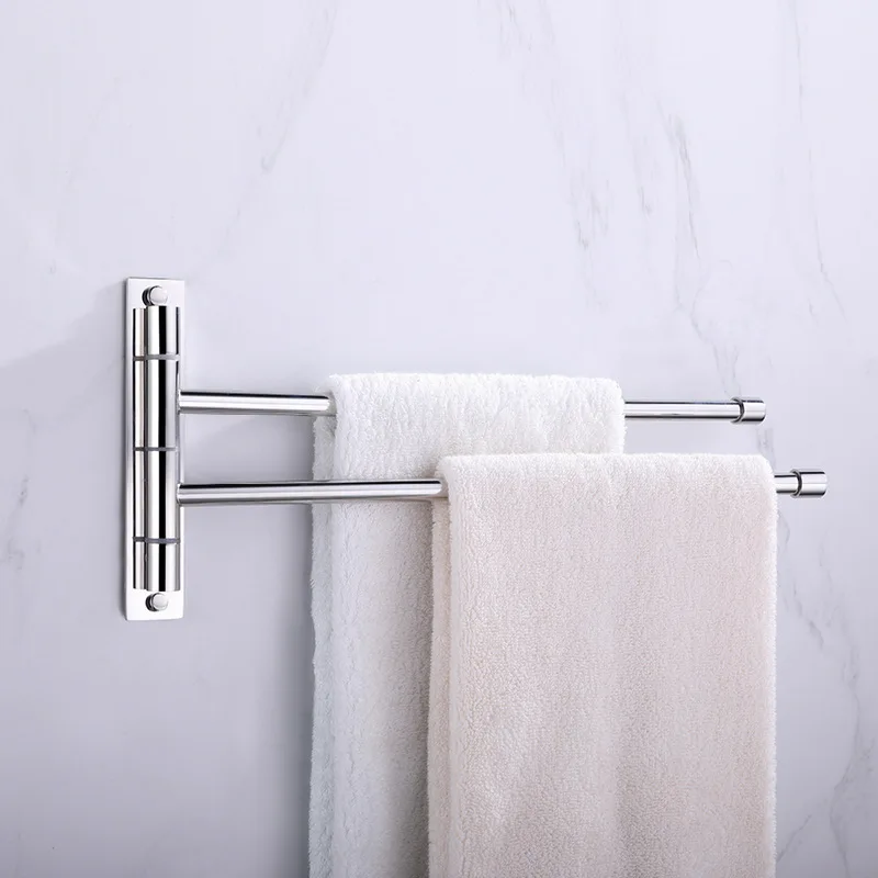 

304 Stainless Steel Wall Mounted Circle Rotating Activity Two Bar Multi-rod Towel Rack