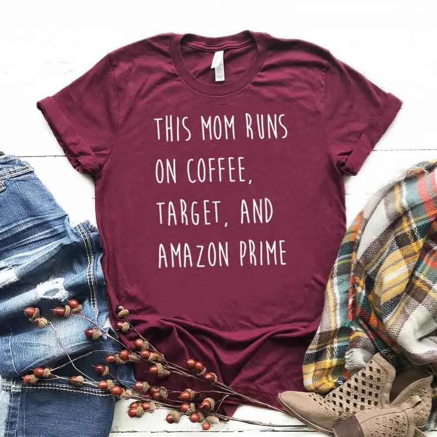 Эта мама работает на кофе, целевой принт Женская футболка смешные изделия из хлопка футболка для Леди Девушка Топ Футболка хипстер Прямая поставка NA-300