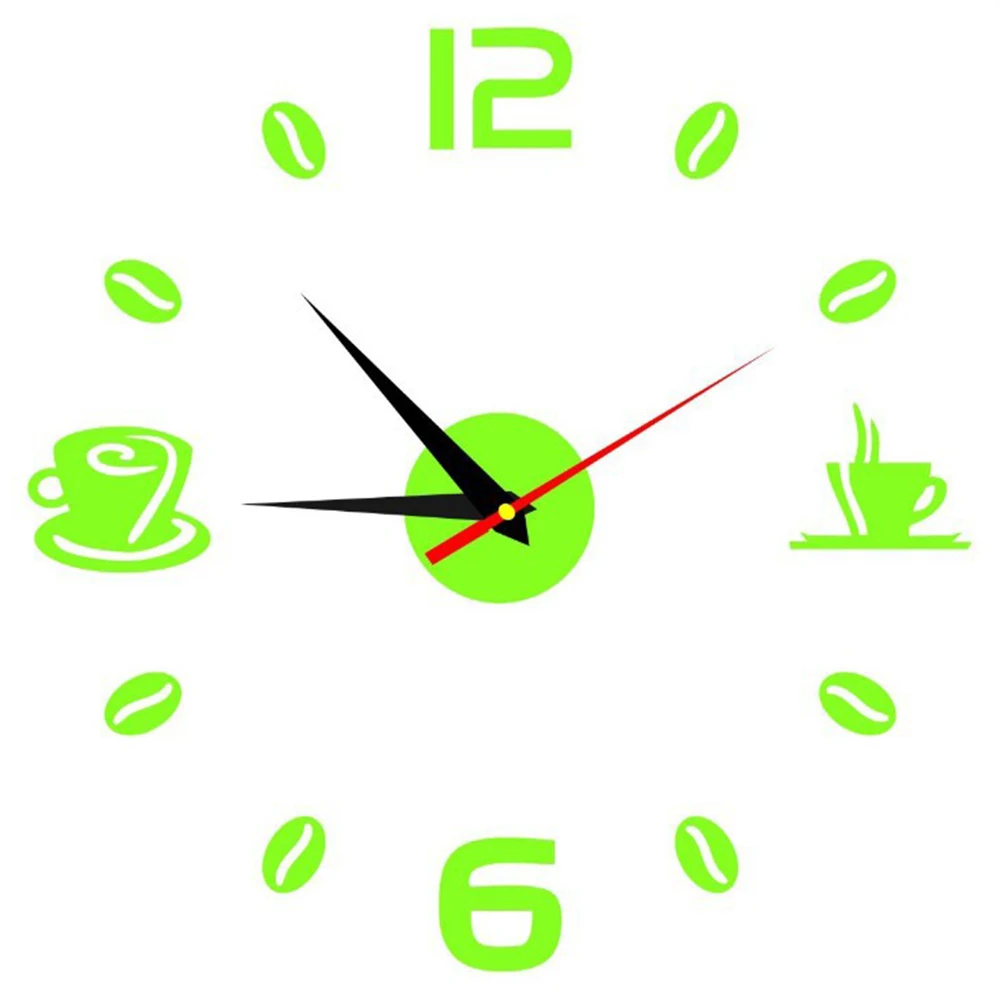 3D Wall Clock European Acrylic Wall Sticker Home Decoration Office Living Room Quartz Needle Coffee Cups Kitchen Wall Art Decor 8