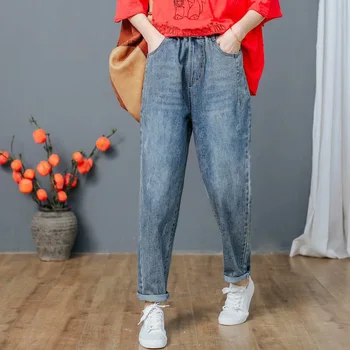 

Plus Size High Waist Ripped Jeans for Women 2020 Spring Summer Loose Cotton Denim Jeans Femme Young Street Style Womens Clothing