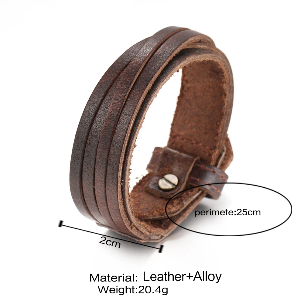 Vintage Hand Woven Multilayer Leather BraceletCuff Wide Leather Adjustable Bracelet For Men Leather Bracelet