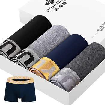 

4pcs/lot New 2020 Men Underwear Boxers Fashion Printed Men Underpants Boxer Shorts Cotton Male Panties Pouch Sheath Underpants