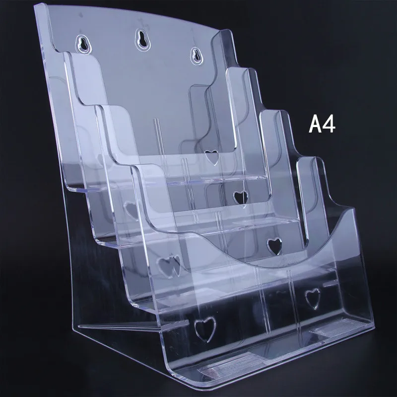 

A4 four layer transparent data shelf catalogue shelf / desktop single page box / acrylic display shelf / advertising box