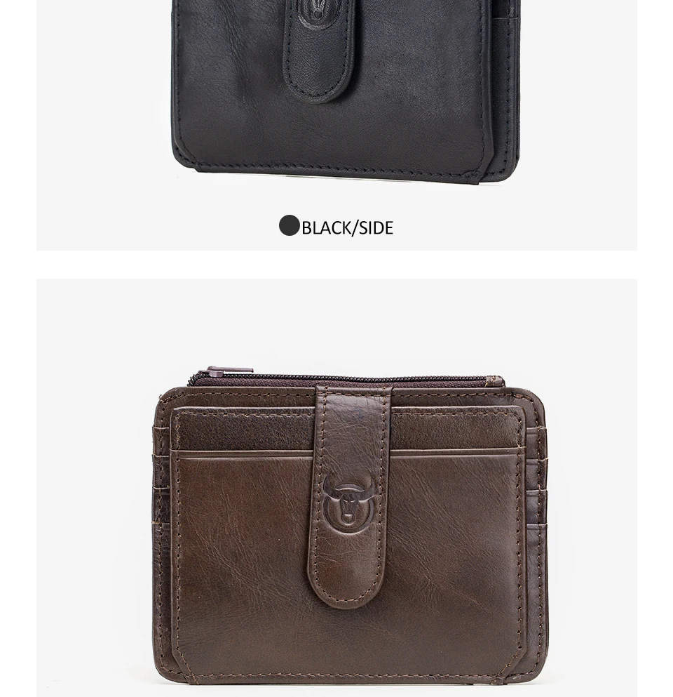 Casual Men Mini Wallet Coffee Genuine Leather Purse for Men Zipper Wallets Cow Leather Male Coin Bag Waterproof Men Short Wallet