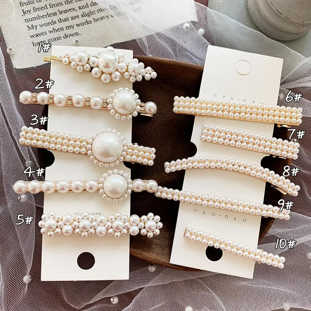 

Fashion Women Girl Pearl Metal Inlaid Hairpin Flower Hair Bangs Clips Barrette Beauty Styling Tools Hair Styling Accessories