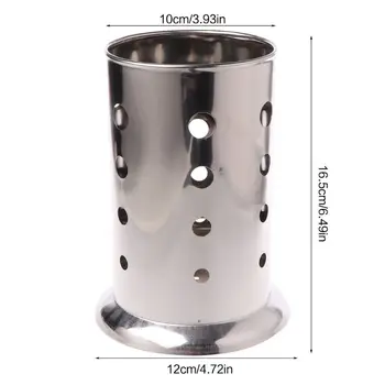 

Stainless Steel Circular Tableware Cage Chopsticks Box Tube Brush Spoon Holder 91AD