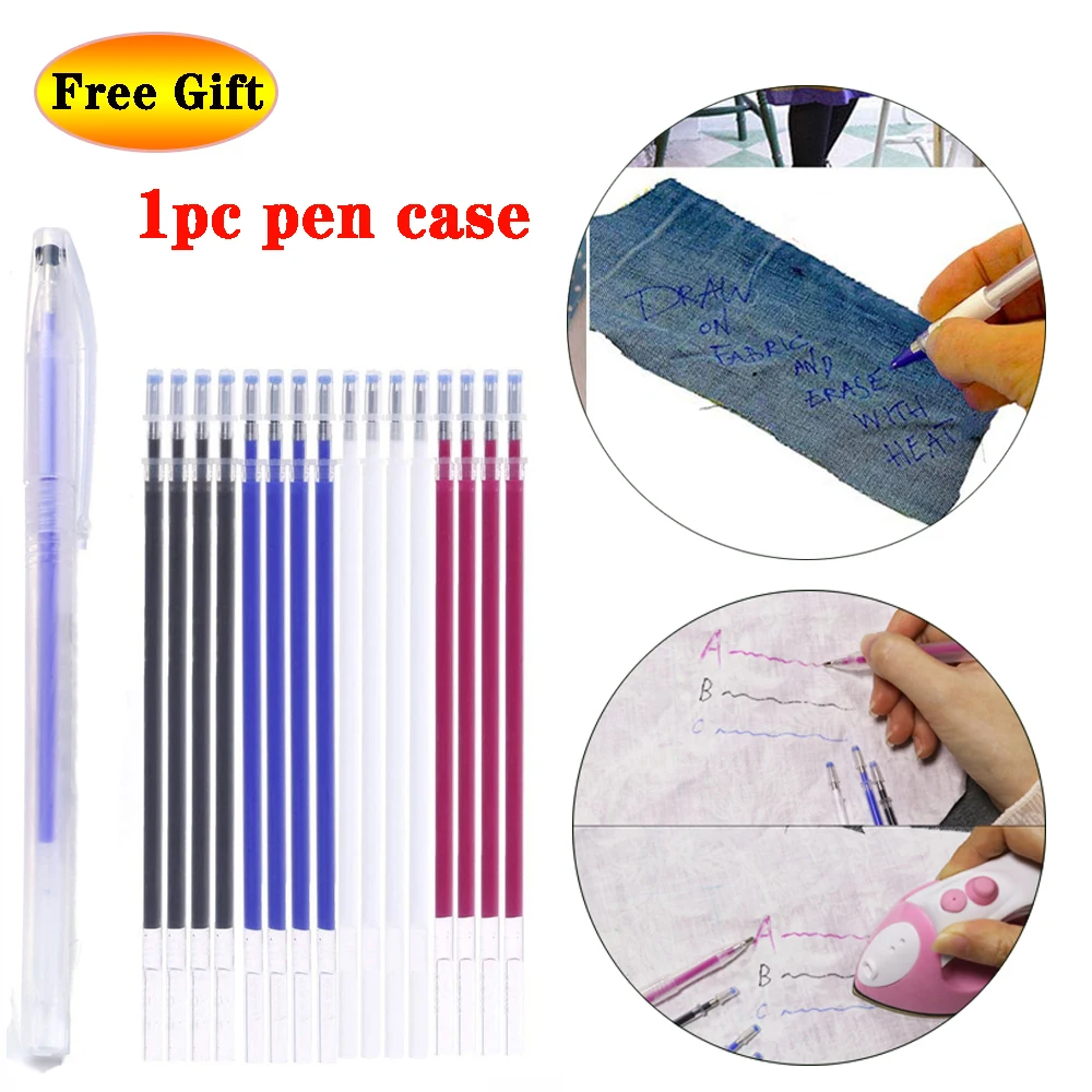 Estuche de lápiz Borrador de calor para costura, rotulador textil de alta temperatura para tela de costura de cuero PU, regalo gratis, 10 Uds.