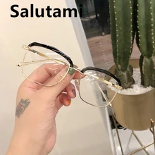 Полуоправа, сплав, Квадратные прозрачные очки, оправа для женщин,, модные черные леопардовые Брендовые очки, мужские винтажные Ретро очки, оттенки