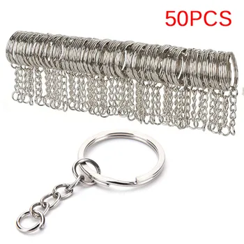 

10/30/50/100Pcs Polished Silver Keyring Keychain Split Ring With Short Chain Key Rings Women Men DIY Key Chains Accessorie