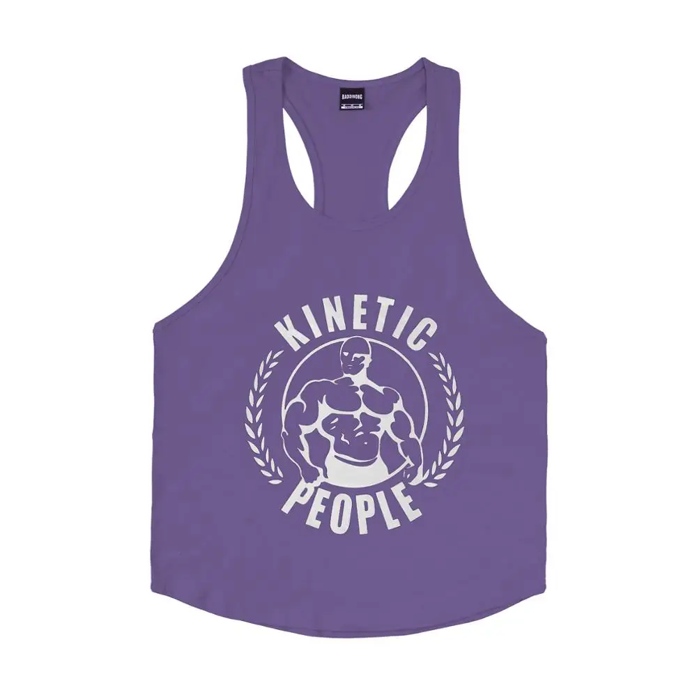 Gyms Tank Tops Men Elastic Cotton Vest O-Neck Gyms Tank Top Men Sleeveless Shirts Muscle Men Fitness Tops - Цвет: 13