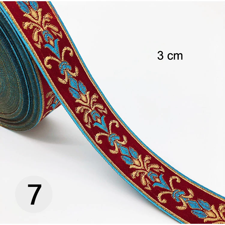 1M Ethnic Embroidered Jacquard Ribbons Trim DIY For Decoration Handcraft Apparel Sewing Headwear Lace Fabric HB165 - Цвет: 7