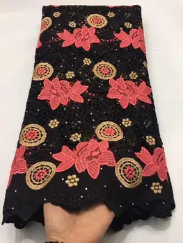 

Top Sale African Cord Lace Fabric Black peach Nigerian Guipure Cord Lace Fabric Latest French Guipure Lace Fabric For Dress NN-9