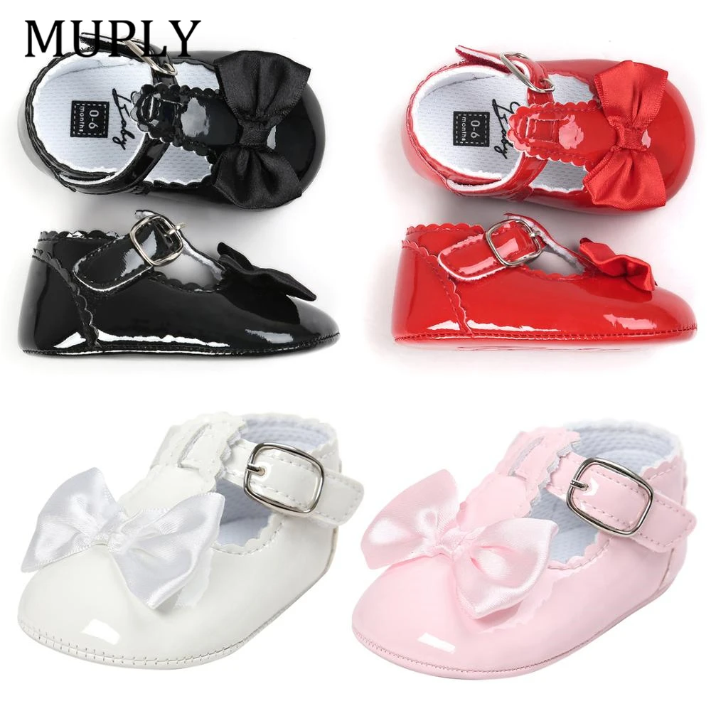 Newborn Baby Girls Shoes PU leather Buckle First Walkers Big Bow Summer Princess Shoes Party Wedding Baby Girl Shoes 3