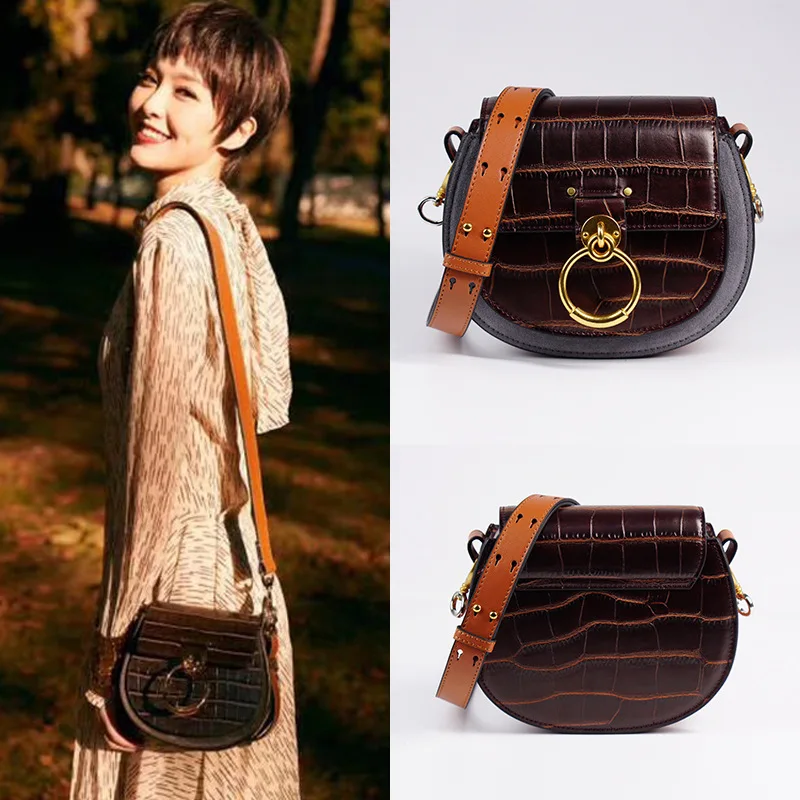 Новая сумка-седло женская дизайнерская сумка сумки известного бренда женские сумки-мессенджеры из натуральной крокодиловой кожи винтажная круглая сумка