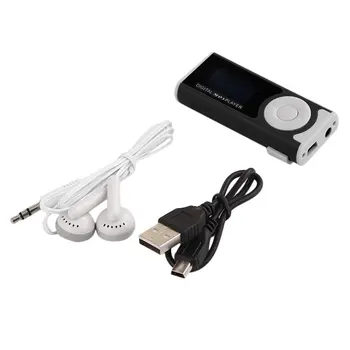

Portable MP3 Player LCD Screen USB Mini Clip Mp3 Player LED Light Stereo Super Bass Music Player for Micro SD TF Card+ Earphone