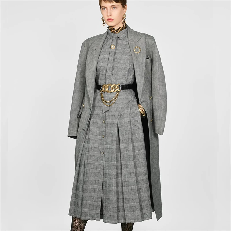 

2019 Za Dresses Belt for Women Autumn Lapel Tie Patchwork Long Dress Women Clothing Long Sleeve Fashion Loose Dress Hot Clothes