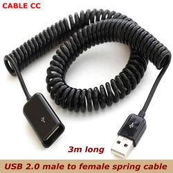 3m Telescopic USB 2.0 Extension Cable - Male to Female, Spring Type - 3m