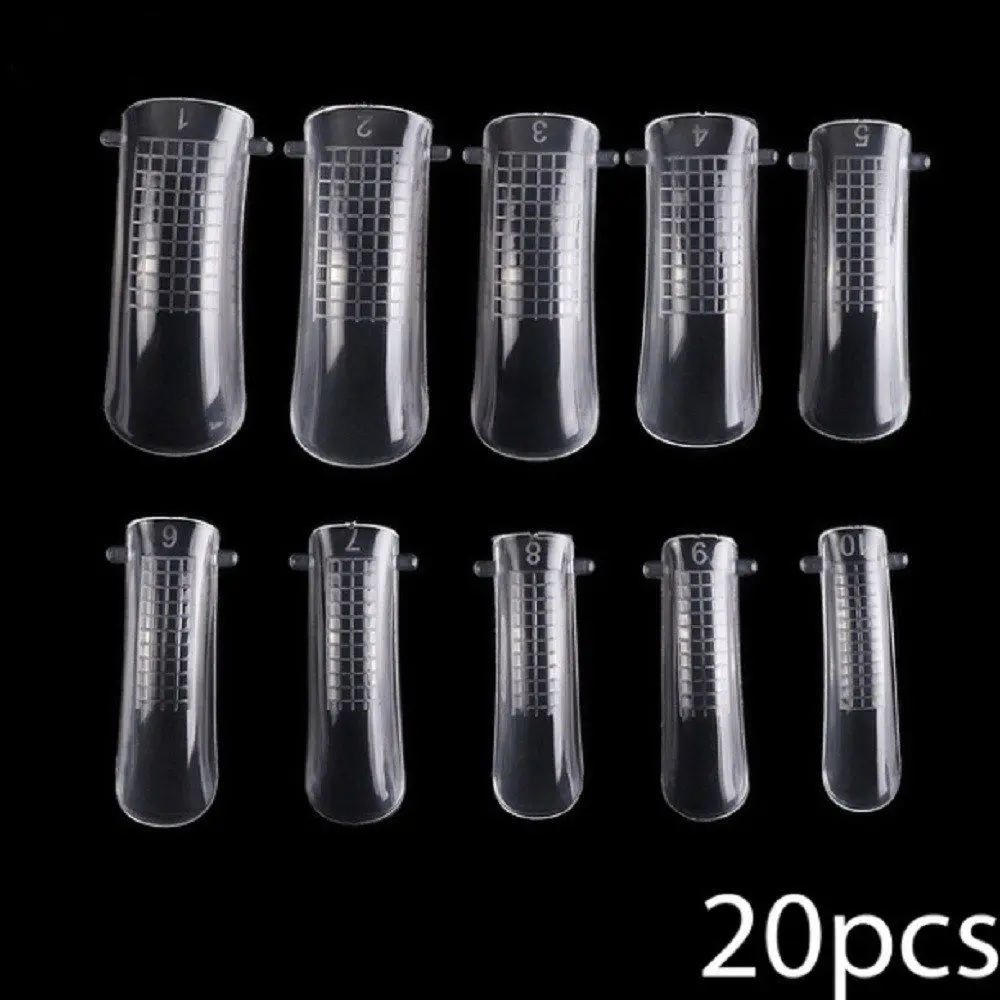 20 pcs 20pcs 100pcs Fake Nail Quick Building Mold Tips Nail Dual Forms Finger Extension Builder DIY Nail Art UV Builder Poly Gel Tool - Цвет: 20 pcs