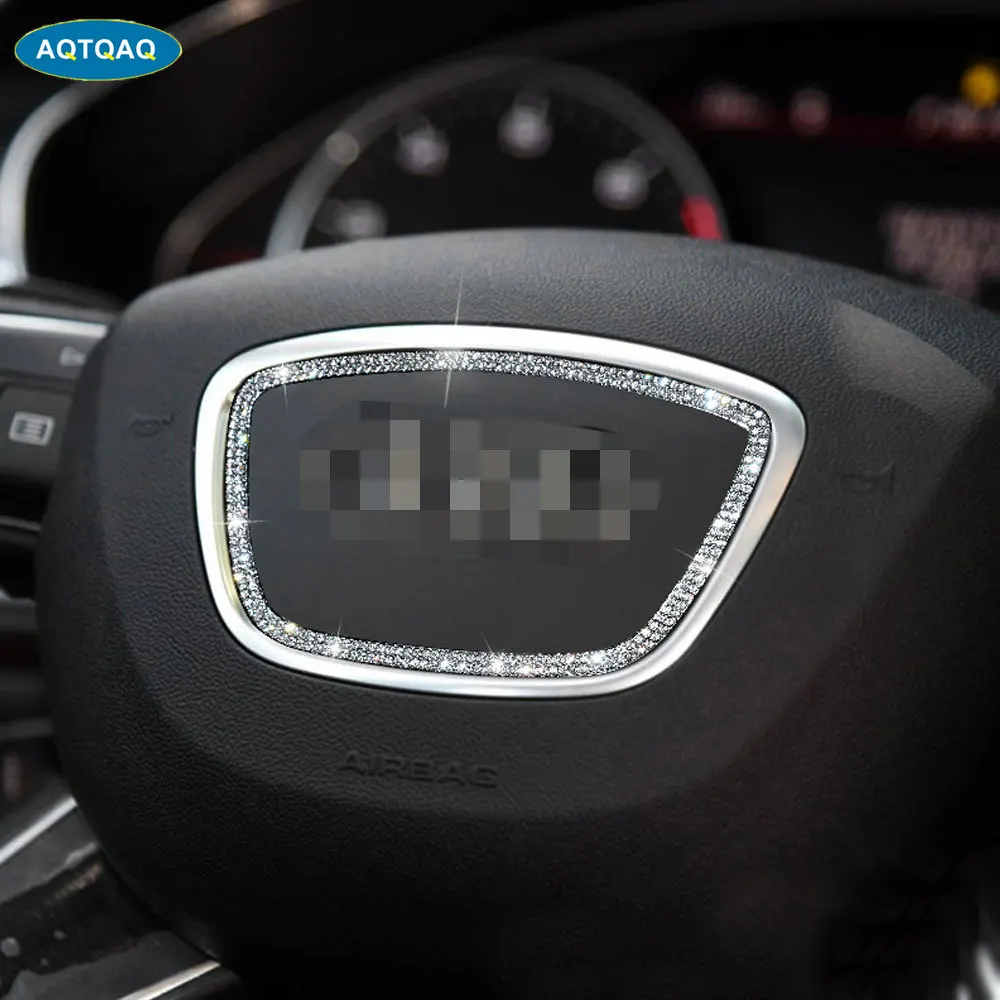 1 шт. чехол рулевого колеса автомобиля сплав украшения Рамка для A4L/A3/A6L/Q5/Q3 Стразы |