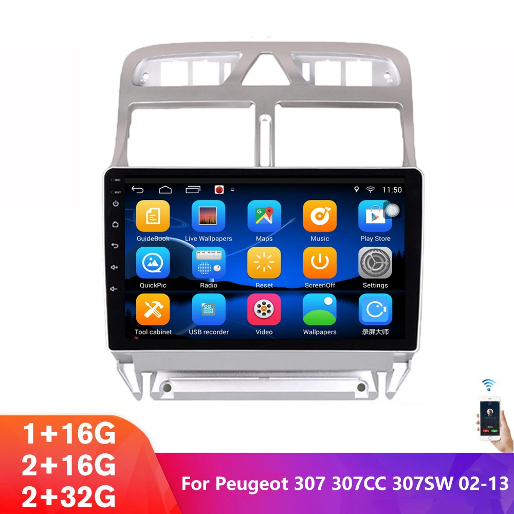 

2Din Android 10.1 Car GPS Navigation For Peugeot 307 307CC 307SW 2002-2013 Car Radio Bluetooth Multimedia WIFI Video Player