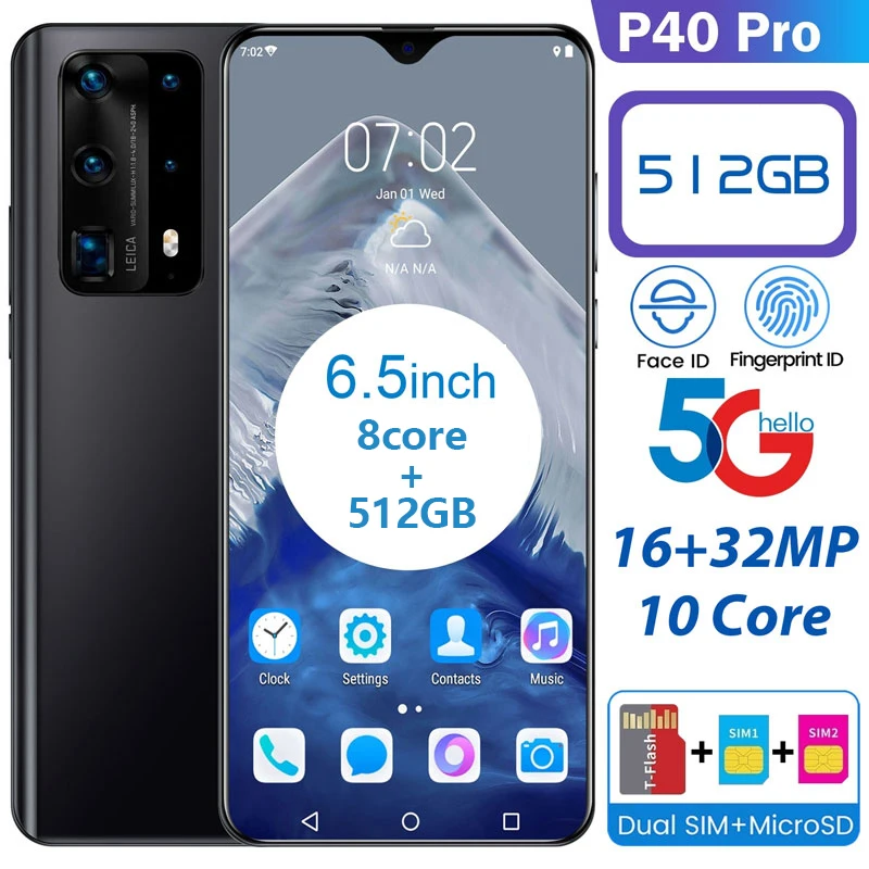 US $106.40 75 Inch Galay P40 Pro Mobile Phone 63 Inch Full LargeScreen Network Snapdragon 855 2020 Smart Phone Wholesale Free Shipping