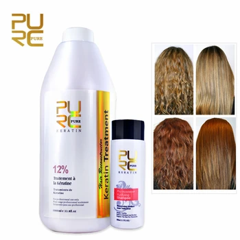 

PURC 12% Formalin 1000ml Brazilian Keratin Treatment + 100ml Purifying Shampoo Repair and Straighten Damaged Hair Care