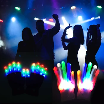 

1 Pair Neon LED Glowing Gloves Finger Lighting Luminous Flashing Gloves Stage Costume For Halloween Christmas Party Supplies