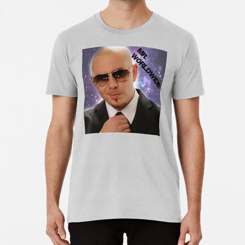 Серый Mr. По всему миру/Pitbull/Футболка mr World pitbull Майями певица музыка - Цвет: Серый
