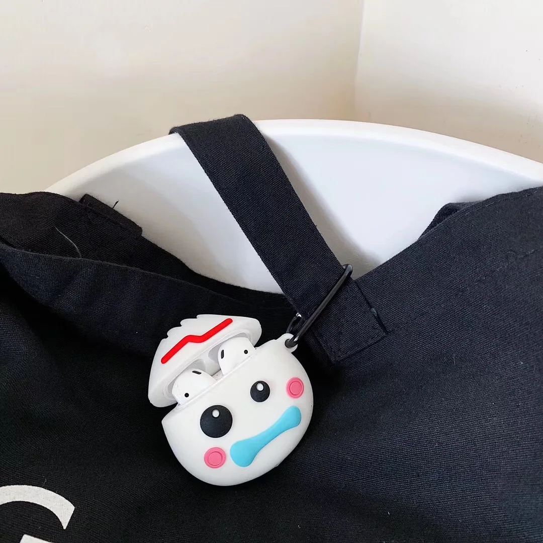 Чехол для AirPods с забавным 3D рисунком, защитный силиконовый чехол, милый чехол для Air pods 2, чехол для Bluetooth наушников с крючком