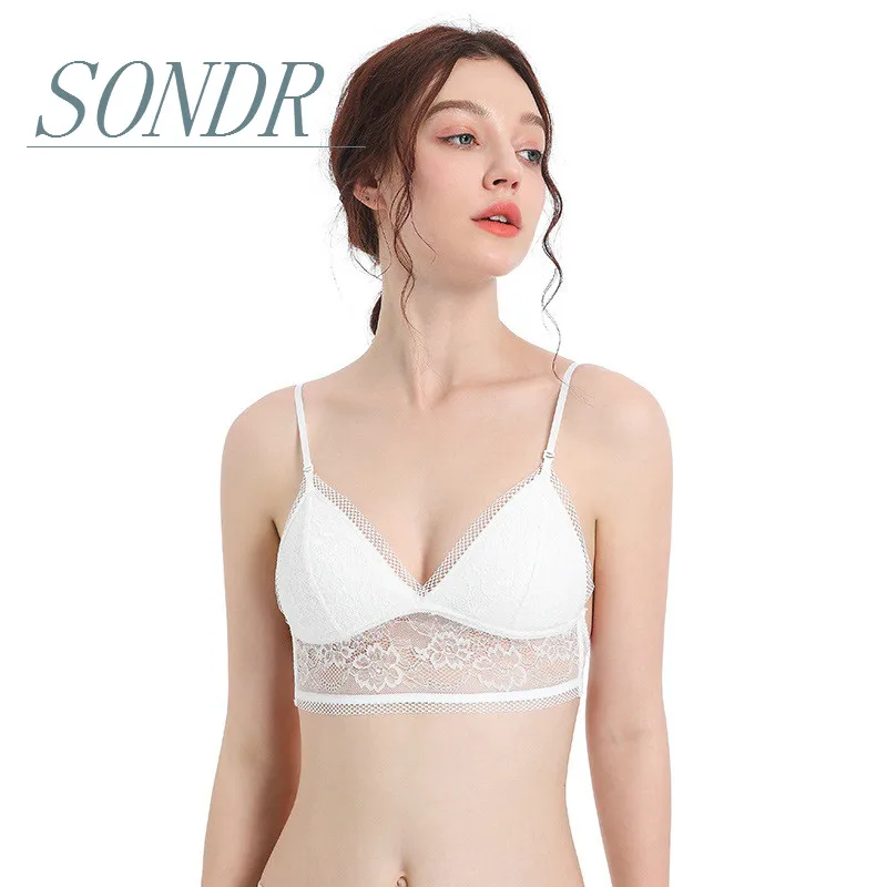 

SONDR Women's Underwear, European and American Style No Steel Ring New Bra, Ultra-thin Beautiful Back French Sexy Lace Bra
