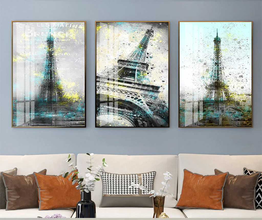 

Nordic simple black and white building tower canvas print decorative painting living room bedroom study poster murals