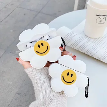 

3D Smiley Flower Cartoon Case for AirPods Pro Cute Earphone Cases for Apple Airpods 1 2 Accessories Protect Cover with Keychain
