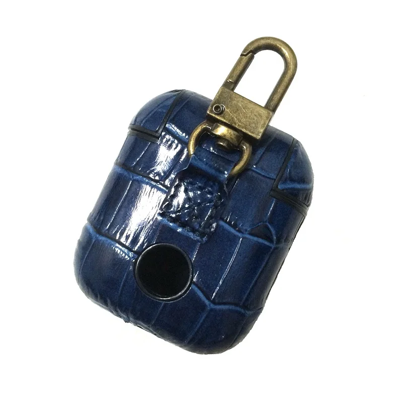 Blue AirPods Case Роскошный чехол для наушников из натуральной кожи для AirPods 1, беспроводной Чехол для наушников с Bluetooth для Air Pods, защитный чехол для ключей - Цвет: Blue AirPods Case