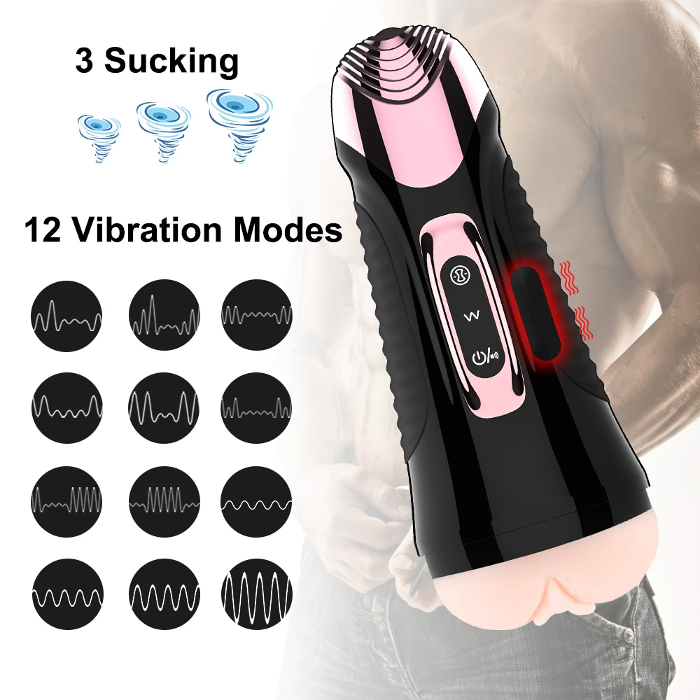  GUIMI Male Masturbator Cup Automatic Sex Toys for Men Sucking Oral Sex Artificial Vagina Clamping R
